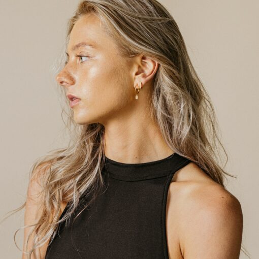 Sparkling Elegance Caitlyn's Diamond Drop Hoop Earrings for a Timeless Minimalist Look - Image 5