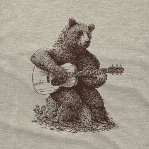 Bear-tastic Guitar Grooves Unleash the Rhythm with Our Men's Bear Guitar T-Shirt - Image 2