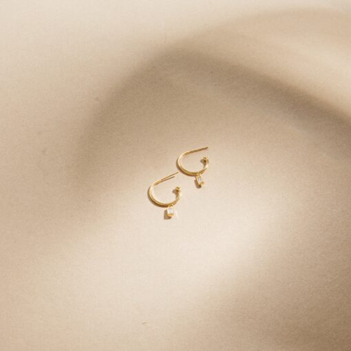 Sparkling Elegance Caitlyn's Diamond Drop Hoop Earrings for a Timeless Minimalist Look - Image 2