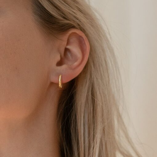 Petite Twisted Huggie Earrings Minimalist Hoops for a Timeless Look - Image 3