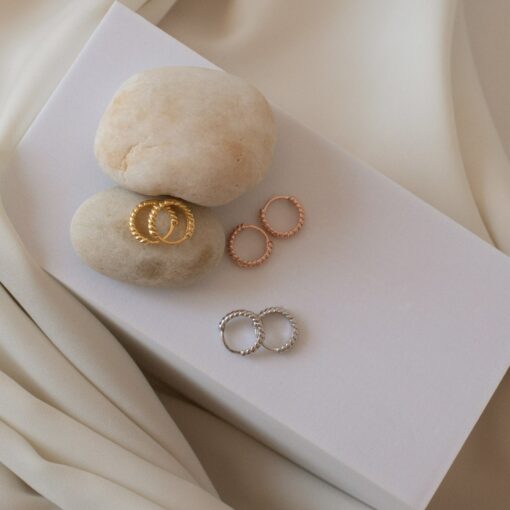 Petite Twisted Huggie Earrings Minimalist Hoops for a Timeless Look - Image 2