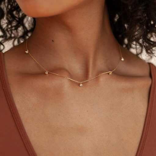 Caitlyn Minimalist Diamond Station Necklace A Timeless Treasure in Gold, Rose Gold, or Sterling Silver - Image 4