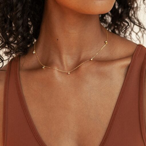 Caitlyn Minimalist Diamond Station Necklace A Timeless Treasure in Gold, Rose Gold, or Sterling Silver - Image 3