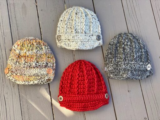 Cozy and Chic Crocheted Newsboy Hat for Women with Buttons and Brim - Image 5