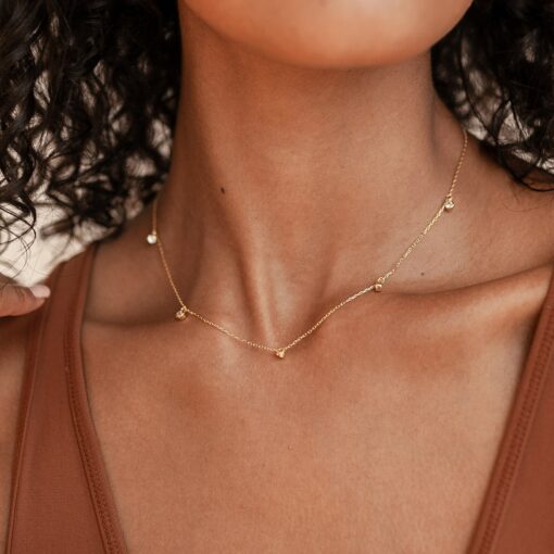 Caitlyn Minimalist Diamond Station Necklace A Timeless Treasure in Gold, Rose Gold, or Sterling Silver - Image 5