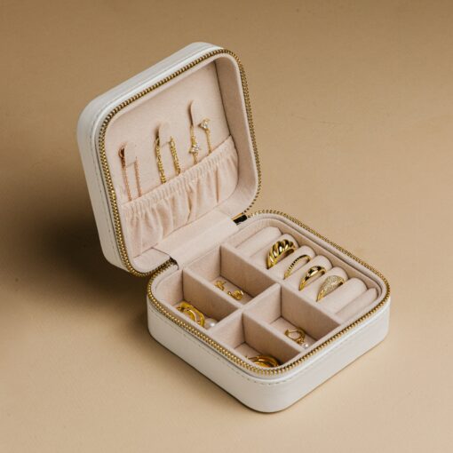 Caitlyn Minimalist Jewelry Travel Case Vegan Leather, Bridesmaid Gift, Gift for Her (RX001) - Image 2