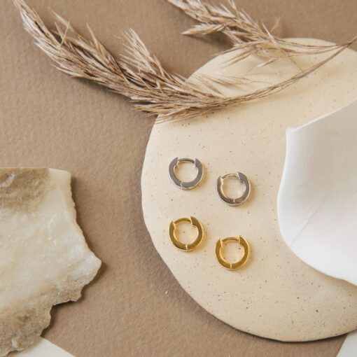 Caitlyn Minimalist Huggie Hoop Earrings Everyday Elegance in Gold, Silver, and Rose Gold (ER007) - Image 2