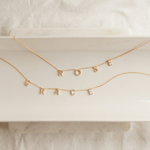 Pave Letter Necklace Personalized Diamond Nameplate for Mothers and Loved Ones - Image 3