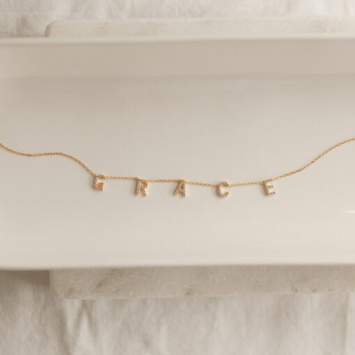 Pave Letter Necklace Personalized Diamond Nameplate for Mothers and Loved Ones - Image 5
