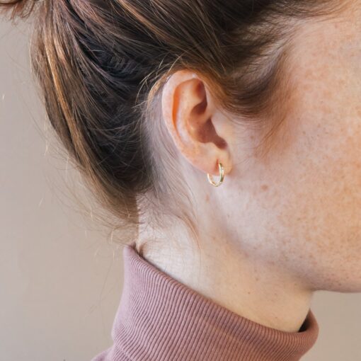Celestial Embrace Caitlyn's Eternity Pave Huggie Earrings, a Diamond-Studded Symphony - Image 4