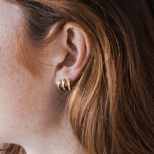 Caitlyn Minimalist Huggie Hoop Earrings Everyday Elegance in Gold, Silver, and Rose Gold (ER007) - Image 3