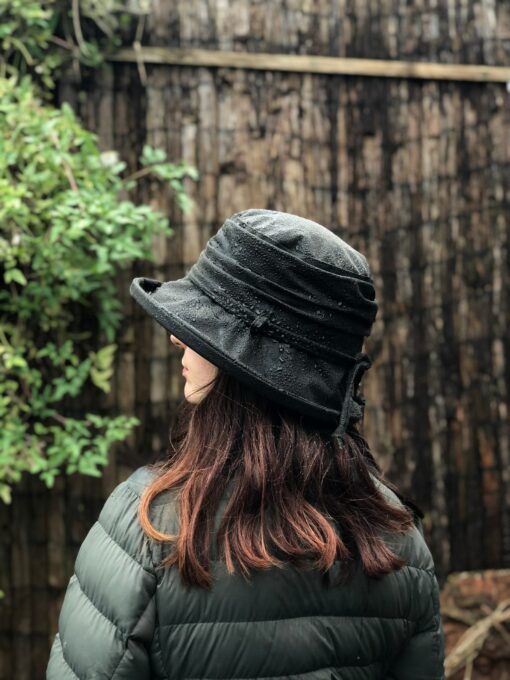 Waterproof Wonder Dark Olive British Waxed Cotton Rain Hat for Women - Image 4