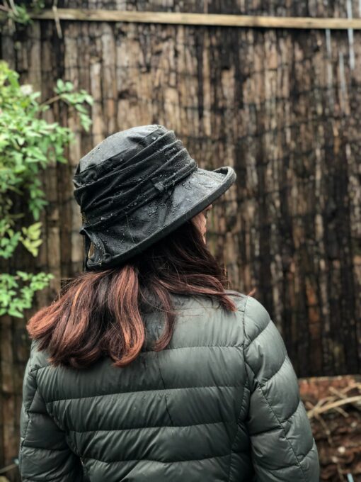 Waterproof Wonder Dark Olive British Waxed Cotton Rain Hat for Women - Image 6