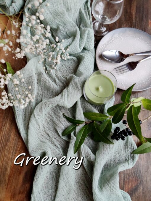 Rustic Greenery Gauze Table Runner for Weddings Enhance Your Ceremony and Reception - Image 2