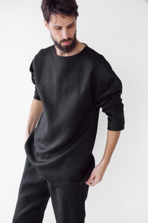 Indulge in Comfort and Style Oversized Linen Sweatshirt for Men - Image 6