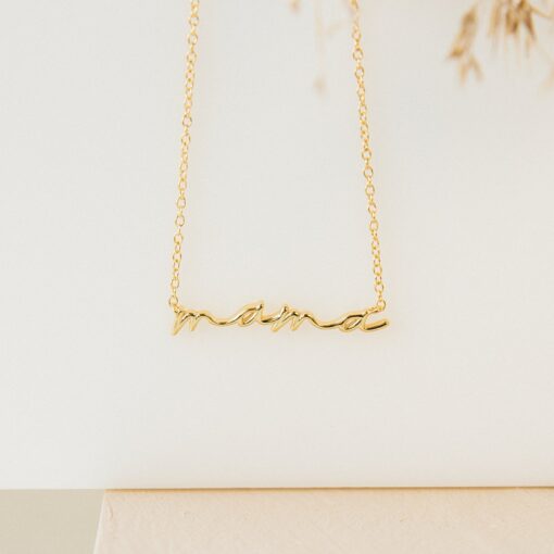 Caitlyn Minimalist Dainty Mama Necklace Sterling Silver or Gold, Perfect for Moms - Image 2