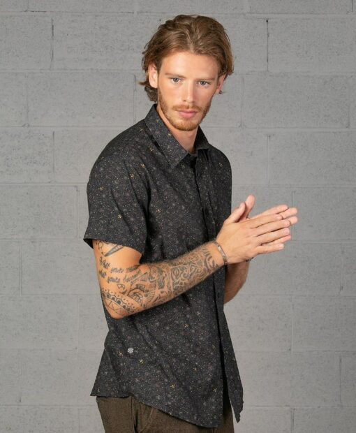 Urban Streetwear Buzzworthy All Over Print Bee Hive Button Up Shirt for Men - Image 6
