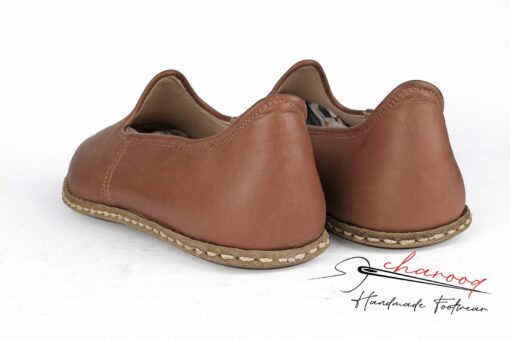 Handmade Tan Leather House Shoes Comfort and Style for Your Feet - Image 5