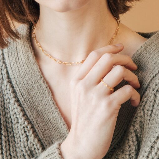 Dainty Paper Clip Chain Ring Minimalist Elegance for Stacking and Gifting - Image 4