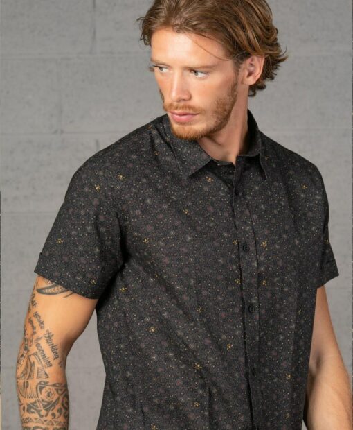 Urban Streetwear Buzzworthy All Over Print Bee Hive Button Up Shirt for Men - Image 2