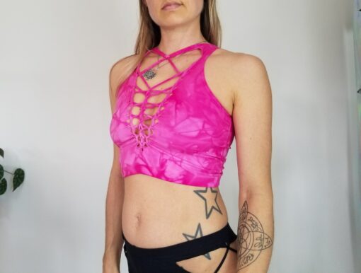 Dragon Fruit Crop Top and Hand Dyed Yoga Slit Weave Fire Hula Hoop Unleash Your Inner Goddess - Image 2