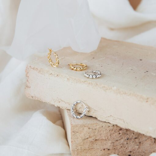 Caitlyn Minimalist Twisted Spiral Hoops Everyday Huggie Earrings, Perfect Gift for Her (ER085) - Image 3