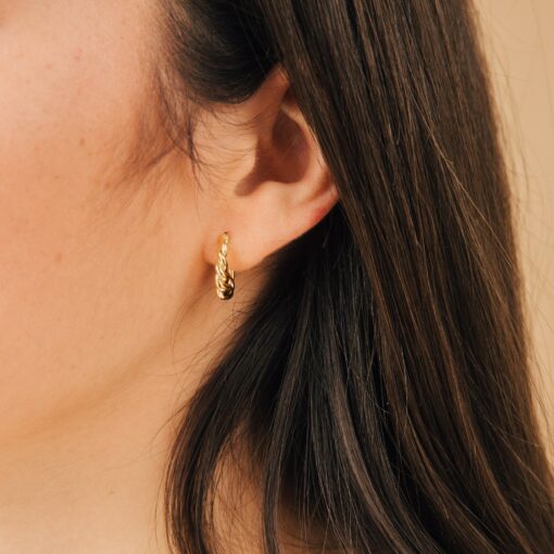 Caitlyn Minimalist Twisted Spiral Hoops Everyday Huggie Earrings, Perfect Gift for Her (ER085) - Image 6