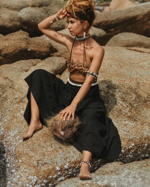 Keela Maxi Skirt Sustainable Style with Pockets in Vibrant Rust - Image 3