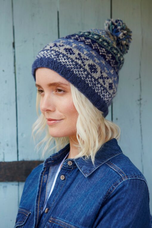 Cozy Fair Isle Winter Knit Hat Ethical Wool Beanie for Women - Image 3
