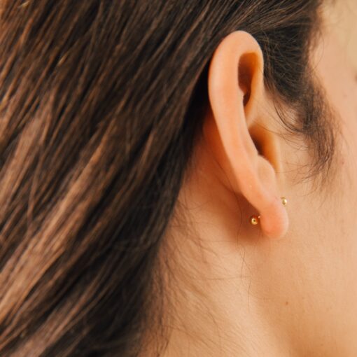 Caitlyn Minimalist Duo Ball Earrings Dainty Double Ball Studs for a Timeless Look - Image 3