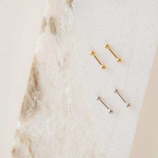 Caitlyn Minimalist Duo Ball Earrings Dainty Double Ball Studs for a Timeless Look - Image 6