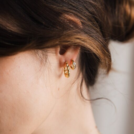 Caitlyn Minimalist Twisted Spiral Hoops Everyday Huggie Earrings, Perfect Gift for Her (ER085) - Image 2