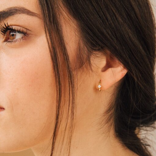 Sparkling Embrace Caitlyn's Minimalist Diamond Huggie Earrings - Image 3