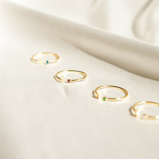 Birthstone Initial Ring Personalized Jewelry for Mothers, Bridesmaids, and Birthdays - Image 6