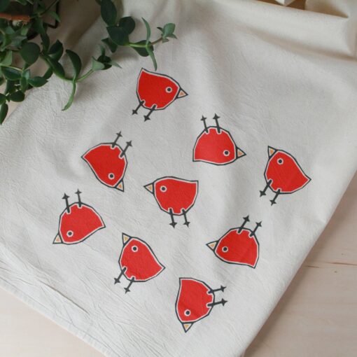 Flour Sack Tea Towel with Charming Bird Motif - Image 4