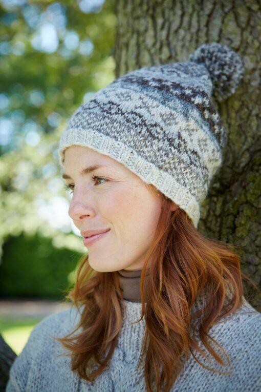 Cozy Fair Isle Winter Knit Hat Ethical Wool Beanie for Women - Image 5