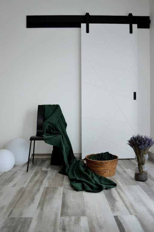 Luxurious Stonewashed Linen Fitted Sheet Indulge in Emerald Elegance - Image 6