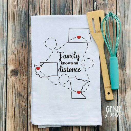 Personalized Friendship/Family Gift Flour Sack Towel Connecting Loved Ones Across States - Image 2