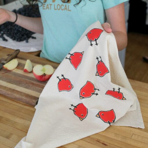 Flour Sack Tea Towel with Charming Bird Motif - Image 3