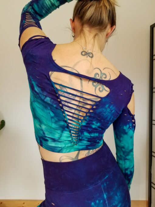 Mystical Purple Jade Hand-Dyed Yoga Crop Top and Fire Hula Hoop for Flowing Grace - Image 5