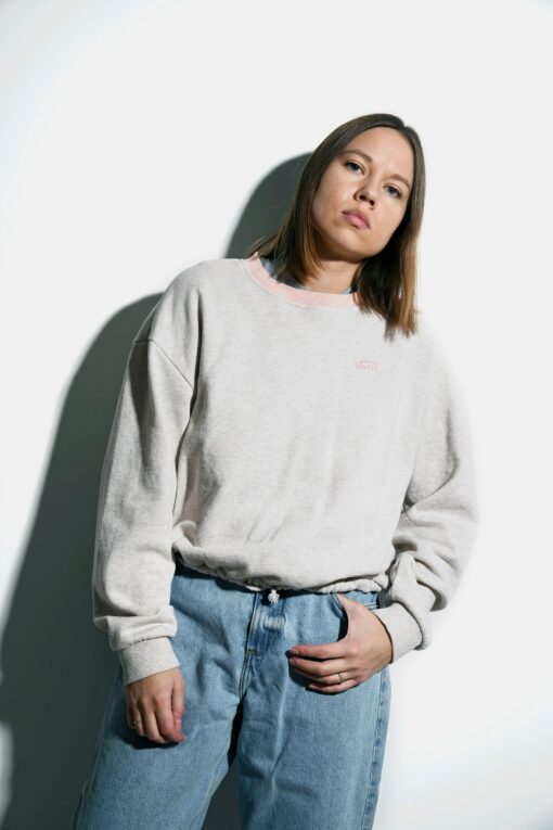 Vans Vintage Beige Sweatshirt 90s Oversized Athletic Jumper Pullover Crewneck Sport Sweater (Small S) - Image 2