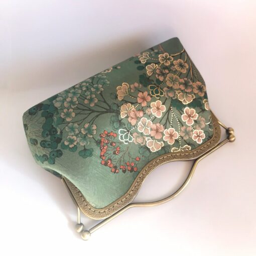Enchanting Emerald Handbag A Floral Tapestry of Japanese Elegance - Image 4