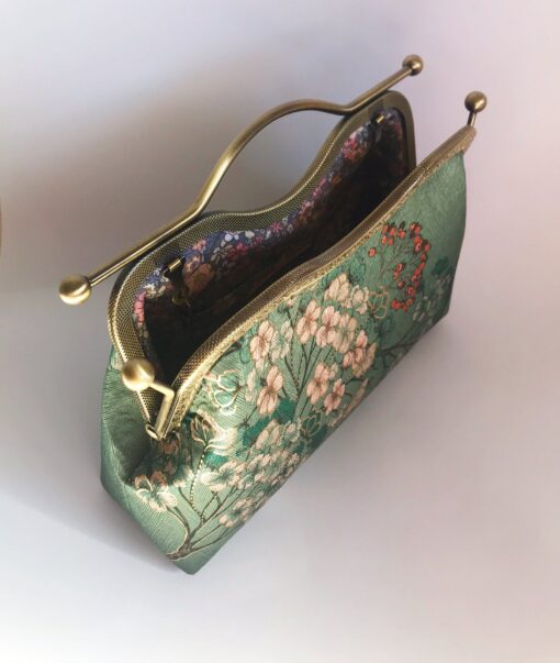 Enchanting Emerald Handbag A Floral Tapestry of Japanese Elegance - Image 5