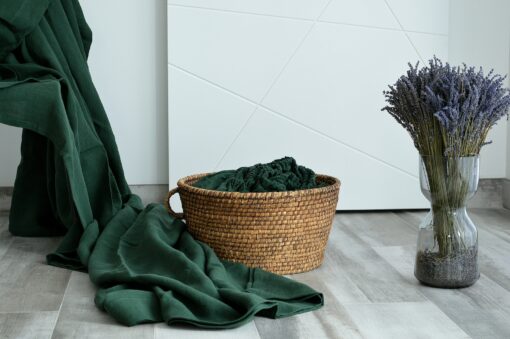 Luxurious Stonewashed Linen Fitted Sheet Indulge in Emerald Elegance - Image 5