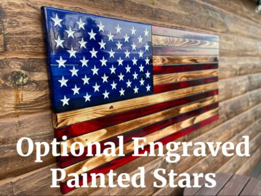 Rustic American Flag Charred Wood, Patriotic Symbol of Freedom - Image 2