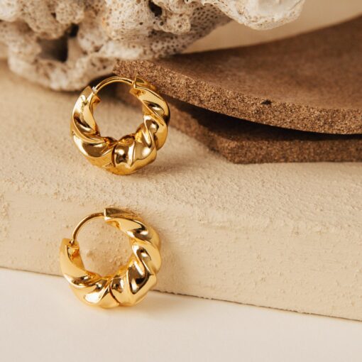 Statement Spiral Hoops Modern Geometric Huggies for a Minimalist Touch (ER106) - Image 2