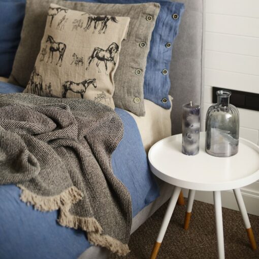 Luxurious Black Linen Throw Pure Linen, Fringed, Waffle Weave, Perfect Gift - Image 5
