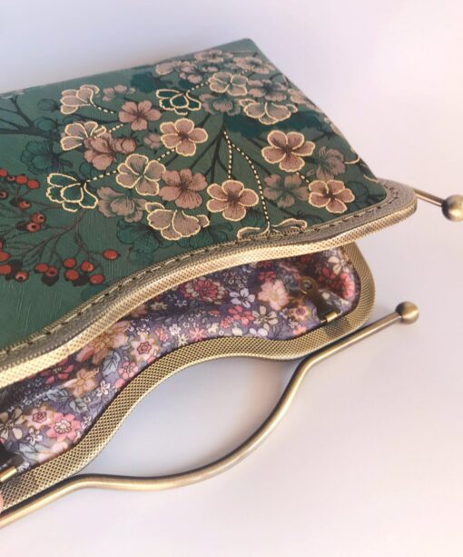 Enchanting Emerald Handbag A Floral Tapestry of Japanese Elegance - Image 3