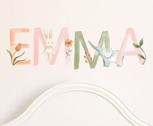 Personalized Woodland Nursery Name Decal with Animal and Floral Stickers Create a Magical Forest for Your Little One - Image 5