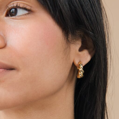 Statement Spiral Hoops Modern Geometric Huggies for a Minimalist Touch (ER106) - Image 5